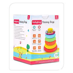 Babyhug Premium 5 Stacking Rings| 4 Textured and 1 Transparent Ring with Beads Sound| Junior Plastic Stack Up Educational Toy| Bath Toy Ring| BIS Certified| Non-Toxic| 6 Months+