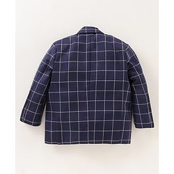 Babyhug Full Sleeves Party Wear Blazer Checks - Blue