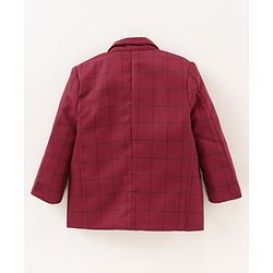 Babyhug Full Sleeves Party Wear Blazer Checks - Red