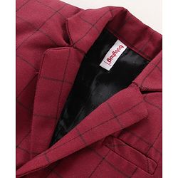 Babyhug Full Sleeves Party Wear Blazer Checks - Red