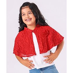 Babyhug Party Wear Half Sleeves Lace Shrug - Red