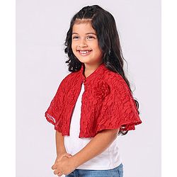 Babyhug Party Wear Half Sleeves Lace Shrug - Red