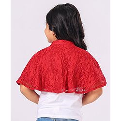 Babyhug Party Wear Half Sleeves Lace Shrug - Red