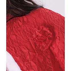 Babyhug Party Wear Half Sleeves Lace Shrug - Red
