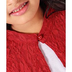 Babyhug Party Wear Half Sleeves Lace Shrug - Red