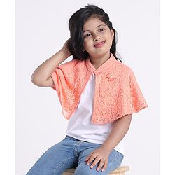 Babyhug Half Sleeves Party Wear Shrug - Peach