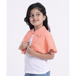 Babyhug Half Sleeves Party Wear Shrug - Peach
