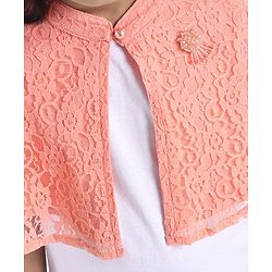 Babyhug Half Sleeves Party Wear Shrug - Peach