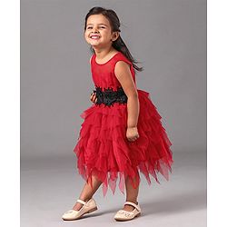 Babyhug Sleeveless Party Wear Solid Color - Red