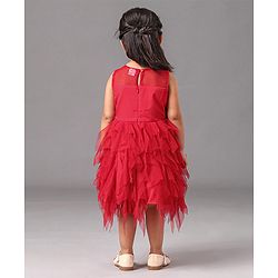 Babyhug Sleeveless Party Wear Solid Color - Red