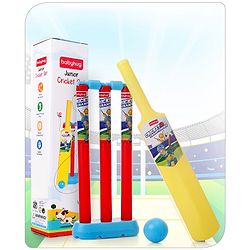 Babyhug Junior Cricket Set - Yellow & Red | Lightweight & Durable | Perfect Outdoor Play & Sports Training | Enhance Team Play & Coordination | BIS Certified