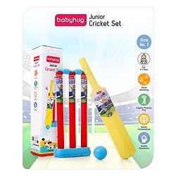 Babyhug Junior Cricket Set - Yellow & Red | Lightweight & Durable | Perfect Outdoor Play & Sports Training | Enhance Team Play & Coordination | BIS Certified