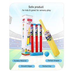 Babyhug Junior Cricket Set - Yellow & Red | Lightweight & Durable | Perfect Outdoor Play & Sports Training | Enhance Team Play & Coordination | BIS Certified