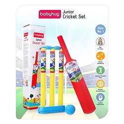 Babyhug Junior Cricket Set - Yellow & Red | Lightweight & Durable | Perfect Outdoor Play & Sports Training | Enhance Team Play & Coordination | BIS Certified