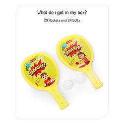 Babyhug Junior Plastic Racket Set - Yellow
