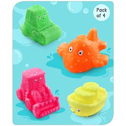 Babyhug Bath In Style Squeezy Toy Set Vehicles Pack of 4 (Color May Vary)