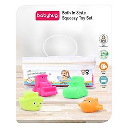 Babyhug Bath In Style Squeezy Toy Set Vehicles Pack of 4 (Color May Vary)