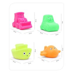 Babyhug Bath In Style Squeezy Toy Set Vehicles Pack of 4 (Color May Vary)