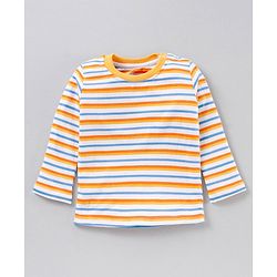 Babyhug Full Sleeves T-Shirts Stripes and Text Print Pack of 2 - Multicolour