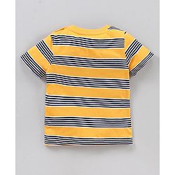 Babyhug Half Sleeves T-Shirts Stripes and Dino Print Pack of 2 - Navy Yellow