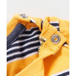 Babyhug Half Sleeves T-Shirts Stripes and Dino Print Pack of 2 - Navy Yellow