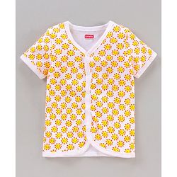 Babyhug Antibacterial Finish Half Sleeves  Vest Pack of 2 - Blue Yellow