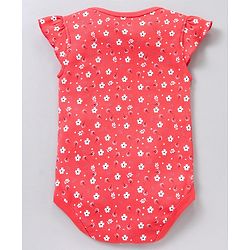 Babyhug Short Sleeves Onesie With Leggings Floral Print - Yellow Pink