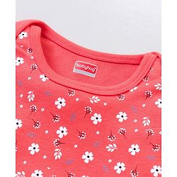 Babyhug Short Sleeves Onesie With Leggings Floral Print - Yellow Pink