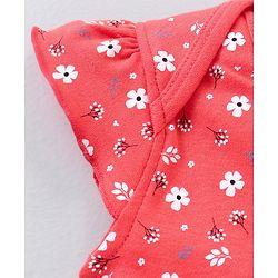 Babyhug Short Sleeves Onesie With Leggings Floral Print - Yellow Pink