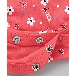 Babyhug Short Sleeves Onesie With Leggings Floral Print - Yellow Pink