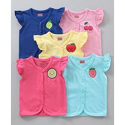 Babyhug Anti Bacterial Cap Sleeves Vests Pack of 5 - Multicolour