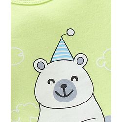 Babyhug 100% Cotton Full Sleeves Striped Onesies Bear Print Pack of 3 - Green Blue White