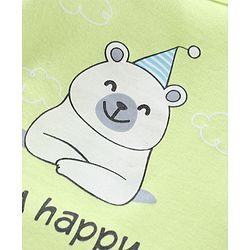 Babyhug 100% Cotton Full Sleeves Striped Onesies Bear Print Pack of 3 - Green Blue White