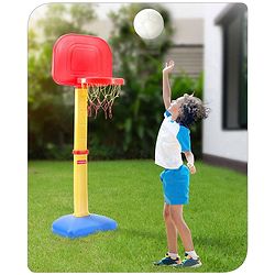 Babyhug Basket Ball Play Set With Adjustable Stand - Red & Yellow