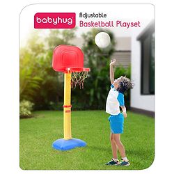 Babyhug Basket Ball Play Set With Adjustable Stand - Red & Yellow