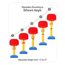 Babyhug Basket Ball Play Set With Adjustable Stand - Red & Yellow