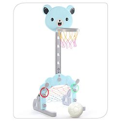 Babyhug 3-in-1 Multi-Activity Playset -Blue | Mini-Athlete Design Combining Basketball, Football & Ring-Toss Zones | Builds Motor Skills & Coordination | BIS Certified