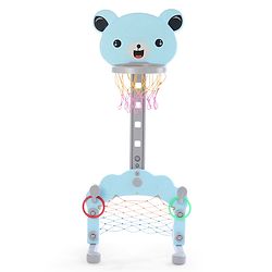 Babyhug 3-in-1 Multi-Activity Playset -Blue | Mini-Athlete Design Combining Basketball, Football & Ring-Toss Zones | Builds Motor Skills & Coordination | BIS Certified