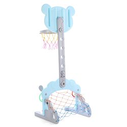 Babyhug 3-in-1 Multi-Activity Playset -Blue | Mini-Athlete Design Combining Basketball, Football & Ring-Toss Zones | Builds Motor Skills & Coordination | BIS Certified