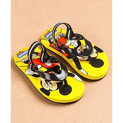 Cute Walk by Babyhug Flip Flops With Back Strap Mickey Mouse Print - Yellow