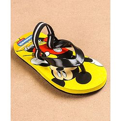 Cute Walk by Babyhug Flip Flops With Back Strap Mickey Mouse Print - Yellow