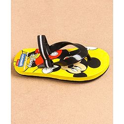 Cute Walk by Babyhug Flip Flops With Back Strap Mickey Mouse Print - Yellow