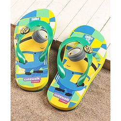 Cute Walk by Babyhug Flip Flops Minion Print - Yellow
