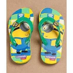 Cute Walk by Babyhug Flip Flops Minion Print - Yellow