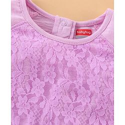 Babyhug Full Sleeves Lace Top and Jeans Set - Lilac White
