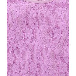 Babyhug Full Sleeves Lace Top and Jeans Set - Lilac White