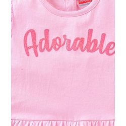 Babyhug Full Sleeves Top & Denim Jeans Adorable print - Pink Blue