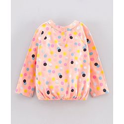 Babyhug Full Sleeves Polka Dot Top & Jeggings - Peach Black