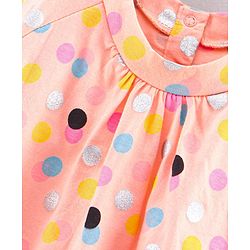 Babyhug Full Sleeves Polka Dot Top & Jeggings - Peach Black
