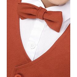 Babyhug Full Sleeves Solid Party Suit with Bow - Red White